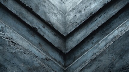 Poster - Concrete slabs forming chevron pattern creating dramatic architectural surface with geometric precision and contemporary industrial design appeal