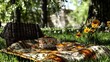 © Alex - Floral Picnic Set Amidst Wildflowers and Lush Greenery in a Sunn
