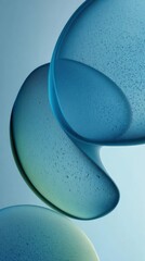 Poster - Translucent blue and green shapes overlapping, blending in fluid motion, forming contemporary abstract design with sleek, sophisticated visual harmony