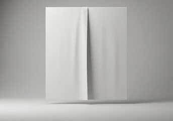 Poster - Abstract white panels with a subtle separation line in a minimalist studio setting, creating a sense of depth