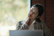 © mojo_cp - Asian female is demonstrating suffering from neck pain