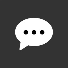 Simple Chat Bubble Icon Flat Design, White, Isolated
