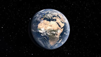 Poster - Planet earth rotating in the vastness of space, embraced by a breathtaking view of countless stars, showcasing the african and asian continents