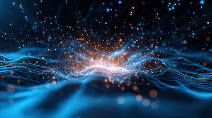 Fototapete - Dynamic blue and orange light patterns creating a mesmerizing effect