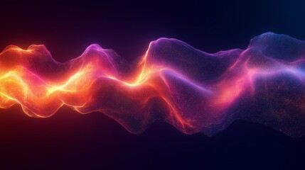 Fototapete - A futuristic depiction of a neon wave, set against a deep navy blue and violet gradient background. 13