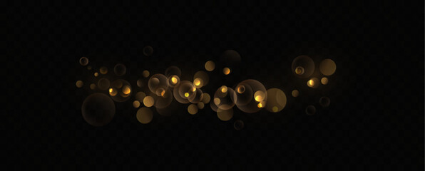 Poster - Bokeh Light Effect with Golden Glow. Transparent Background with Soft Blur, Light Circles, Glowing Shine, Abstract Glitter Overlay, Warm Radiant Bokeh for Holiday or Festive Design