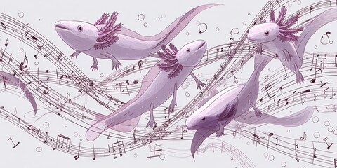 Poster - Delicate creatures in a musical sea