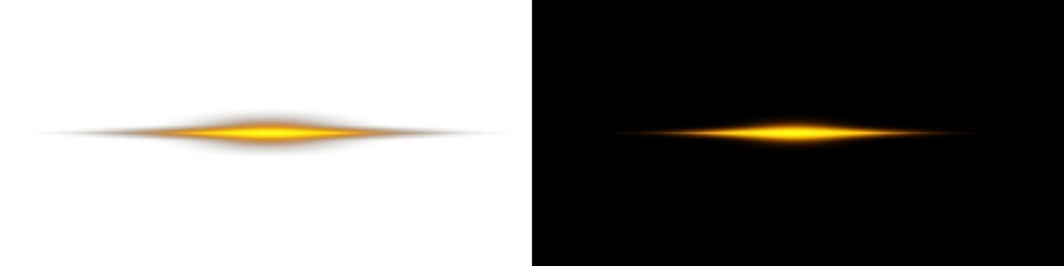 Wall Mural - shining horizontal light with yellow gold color and radiant glow. bright beam, sun flare, and shimme