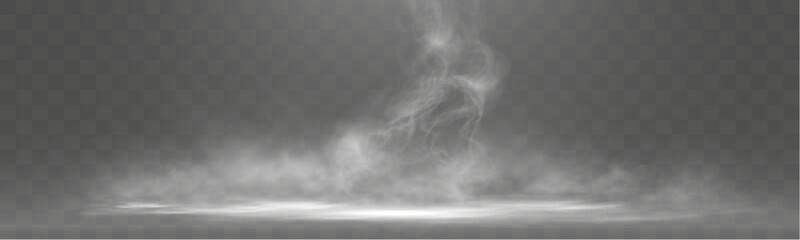 Poster - Abstract white smoke or steam rising in spotlight on dark background, mystical vapor effect.
