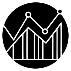 Poster - Stock market analysis chart with line graph and bar graph for financial data visualization and trends analysis isolated on transparent background