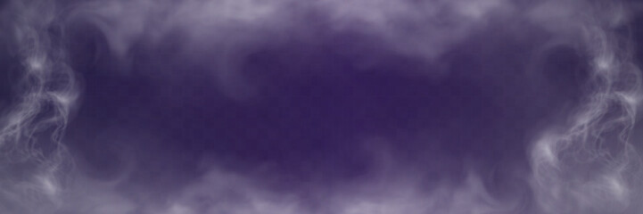 Aufkleber - Realistic white smoke on transparent background with soft swirling effect, misty fog, and airy vapor for design projects.
