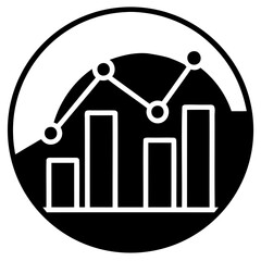 Aufkleber - Business data analysis chart and graph dashboard icon for financial growth and stock market trends isolated on transparent background