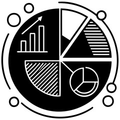 Aufkleber - Business data analysis and financial report with charts and graphs for market research and statistics isolated on transparent background