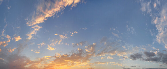 Wall Mural - summer sky with cloud and sun light. nature background, skyline landscape