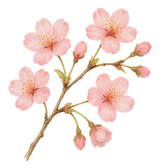 Poster - Delicate Watercolor Cherry Blossom Illustration on Soft Background