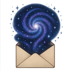 Poster - Cosmic Envelope with Galaxy Swirling Out and Cosmic Message Inside