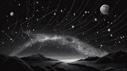 Poster - Cosmic landscape view of a distant celestial expanse.