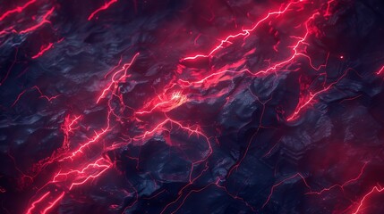 Poster - Striking Abstract Formation with Red Lines Evoking Energy and Intensity