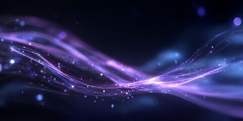 Leinwandbilder - Abstract digital background with glowing particles and flowing lines in shades of blue and purple, showcasing light trails and dynamic energy in motion
