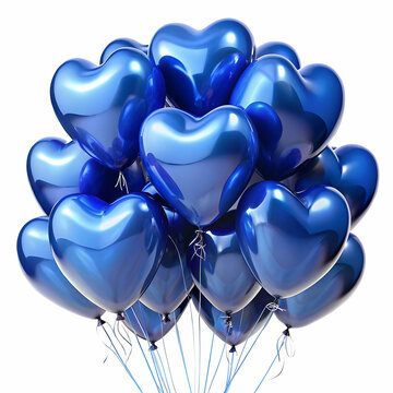 Heart-Shaped Indigo Balloons Floating in the Air