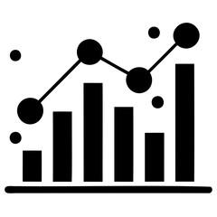 Poster - Business data analysis chart graph icon for financial market trend and investment performance tracking success isolated on transparent background
