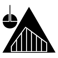Poster - explore the modern minimalist design of a mountain cabin logo with geometric shapes and data chart e