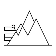 Poster - Mountain range peak adventure tourism vector illustration outline for outdoor travel and hiking design isolated on transparent background