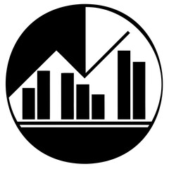 Poster - Black and white business data analysis chart graph diagram icon for presentation and report design element isolated on transparent background