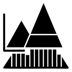 Poster - Stock market analysis chart with bar graph and triangle shapes for financial business data analysis report isolated on transparent background