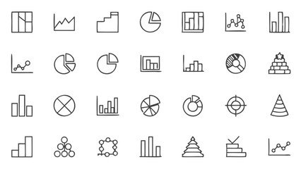 Aufkleber - Collection of hand drawn business data visualization charts and graphs for presentation and reporting needs isolated on transparent background