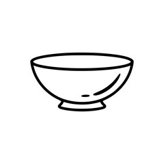 minimalist outline shape of an empty round bowl in black