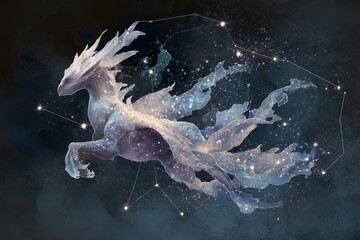 Wall Mural - Celestial winged creature in cosmic flight.
