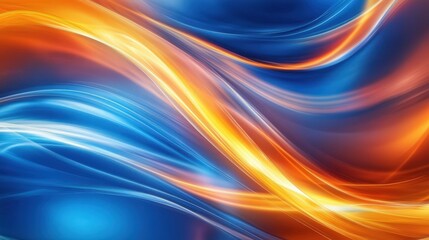 Poster - A high-energy fluid background with electric blue and fiery orange streams twisting and turning in a dramatic motion