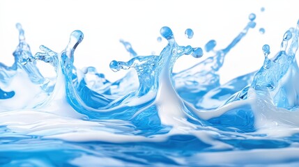 Poster - A high-energy splash-inspired fluid background with vibrant blue and white liquid streaks splashing dynamically