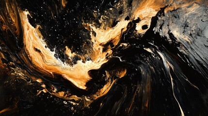 Poster - hypnotic acrylic pour painting effect with thick, glossy streams of rich colors flowing naturally