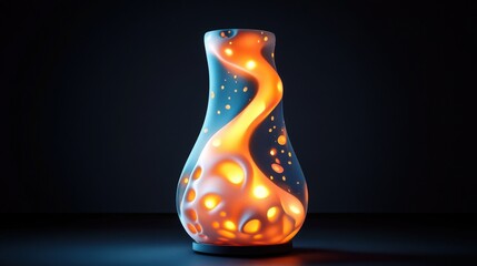 Poster - A lava lamp-inspired fluid design with floating blobs of glowing liquid forming organic, abstract shapes