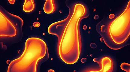Poster - A lava lamp-inspired fluid design with floating blobs of glowing liquid forming organic, abstract shapes
