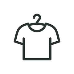 Poster - T shirt on a hanger line icon, fresh clothes vector symbol with editable stroke