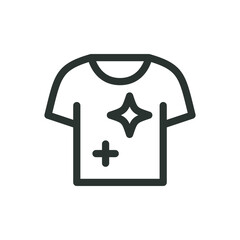 Poster - clean clothes line icon, clean shining t shirt vector symbol with editable stroke