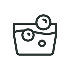 Poster - Laundry basin with soap bubbles line icon, laundry day vector symbol with editable stroke