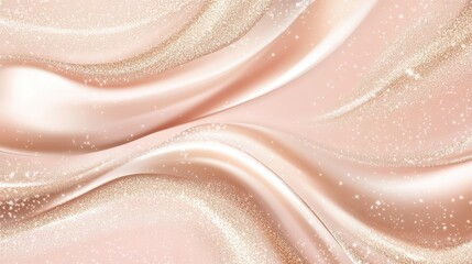 Poster - A luxurious rose gold fluid background with smooth metallic waves glistening against a soft pink backdrop.