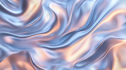 Poster - A mesmerizing ethereal fluid background with glowing silver and blue mist-like waves swirling in a dreamlike motion