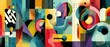 © Fernando - Vibrant abstract painting with geometric shapes and bold colors in a modern art style, creating a dynamic and eyecatching artistic background