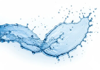 Poster - Dynamic water splash with droplets isolated on a clean white background, showing movement and freshness