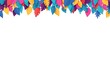 © Kanthowork - whimsical abstract art of vibrant paper leaves cascading from top, against pure white background, ideal for wallpaper, vibrant and colorful, portrait layout with copy space at the bottom