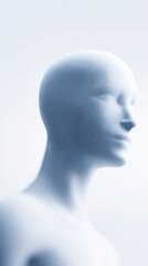 Fototapete - Abstract 3D illustration of a human mannequin head with a smooth surface, showcasing a futuristic design and soft lighting, emphasizing the concept of identity and creativity