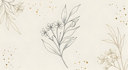 Naklejka na meble Elegant botanical illustration with flowers and leaves