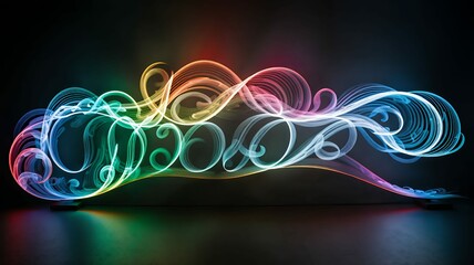 Poster - Abstract luminous swirls create a captivating display of vibrant color on the dark background.