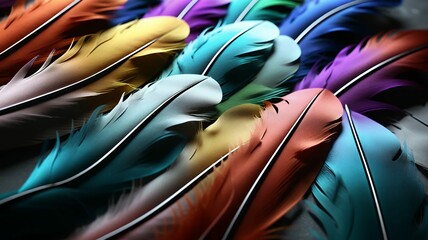 Poster - Vibrant array of colorful feathers displayed in a visually stunning, eye-catching composition.