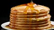 © your style - Golden syrup cascades down a fluffy stack of pancakes against a dark backdrop, inviting indulgence.